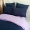 Постільна білизна ДУЕТ Темносинє/Лавандовий настрій Ранфорс MERISET - Сімейний на резинці