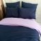 Постільна білизна ДУЕТ Темносинє/Лавандовий настрій Ранфорс MERISET - Сімейний на резинці