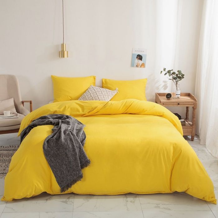 Постільна білизна Жовтий Ранфорс MERISET - Сімейний на резинці