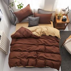 Постільна білизна ДУЕТ Коричневий/Крем-брюле Ранфорс MERISET - Сімейний на резинці