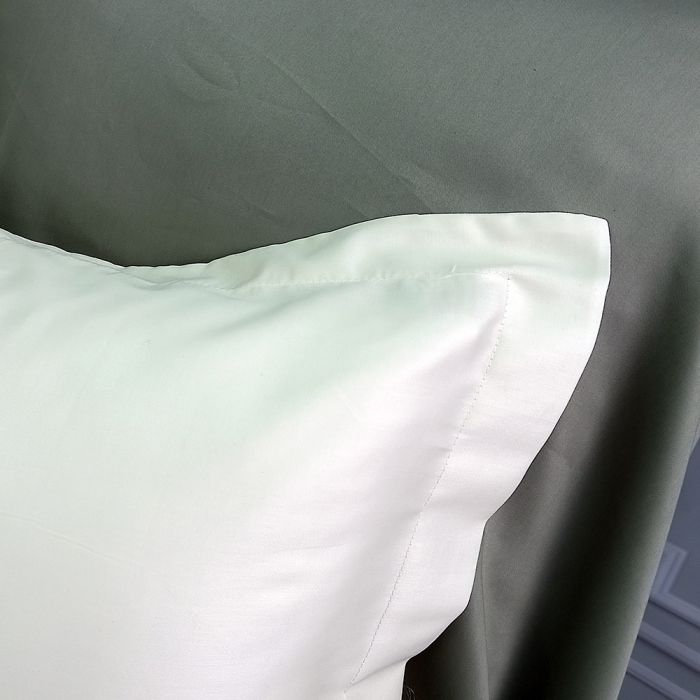 Постільна білизна ДУЕТ MILK CHAMPAGNE/OLIVE Premium Сатин MERISET - Сімейний на резинці