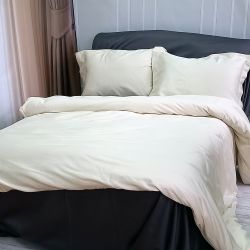 Постільна білизна ДУЕТ MILK CHAMPAGNE/ANTHRACITE Premium Сатин MERISET - Сімейний на резинці