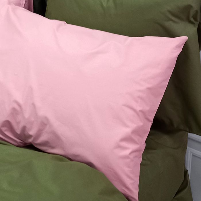 Постільна білизна ДУЕТ Пудра/Темний Хакі Ранфорс MERISET - Сімейний на резинці