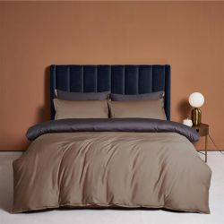 Постільна білизна ДУЕТ FRAPPE/ANTHRACITE Premium Сатин однотон MERISET - Сімейний на резинці