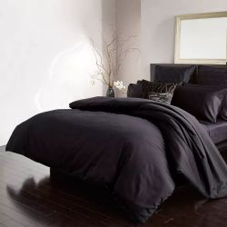 Постільна білизна BLACK Premium Сатин однотон MERISET - Сімейний на резинці