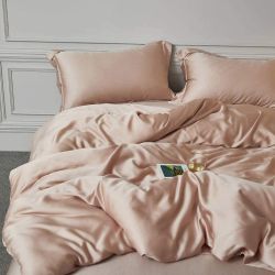 Постільна білизна WISPER PINK Premium Сатин однотон MERISET - Сімейний на резинці