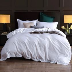 Постільна білизна WHITE Premium Сатин однотон MERISET - Сімейний на резинці