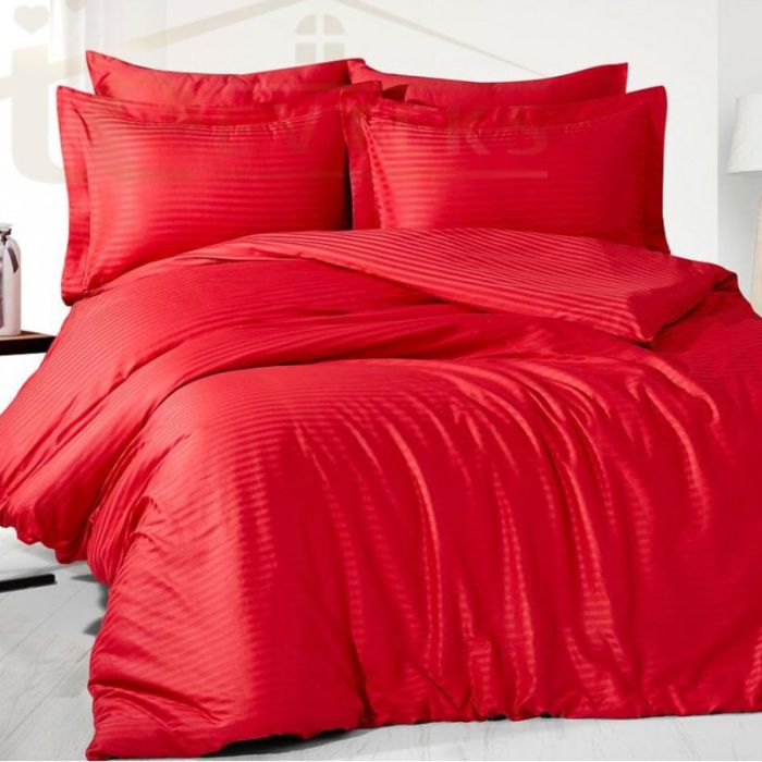 Постільна білизна RED Elite Сатин страйп MERISET - Сімейний на резинці