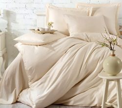 Постільна білизна CREAM Elite Сатин страйп MERISET - Сімейний на резинці