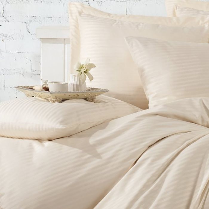 Постільна білизна CREAM Elite Сатин страйп MERISET - Сімейний на резинці