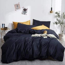 Постільна білизна ROYAL NAVY Premium Сатин однотон MERISET - Сімейний на резинці