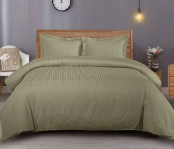 Постільна білизна LIGHT OLIVE Elite Сатин страйп MERISET - Сімейний на резинці