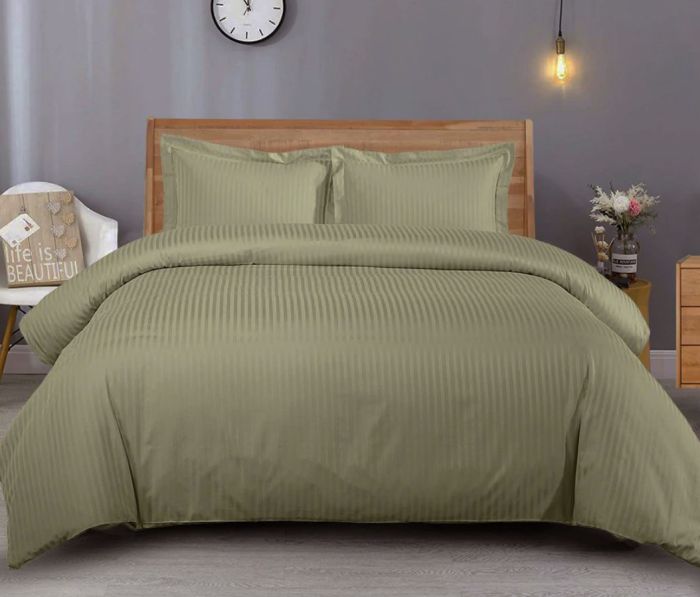 Постільна білизна LIGHT OLIVE Elite Сатин страйп MERISET - Сімейний на резинці