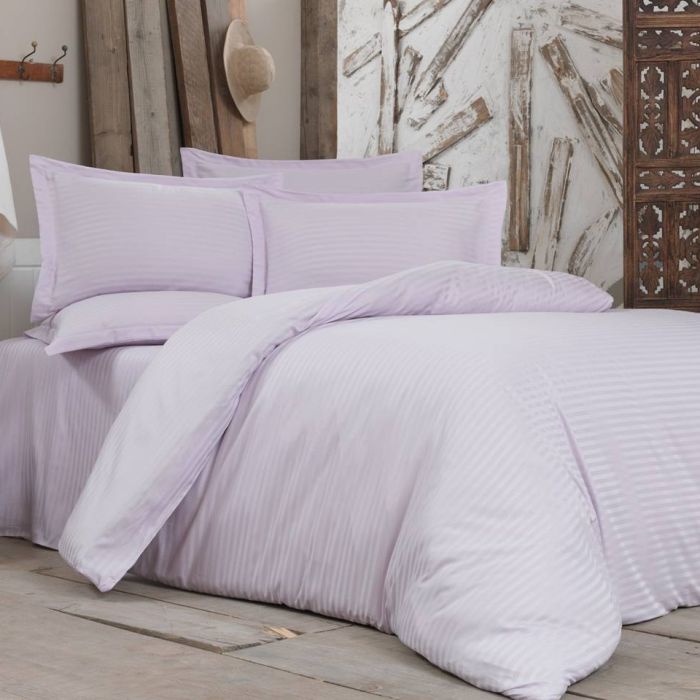 Постільна білизна LIGHT LILAC Elite Сатин страйп MERISET - Сімейний на резинці