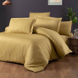 Постільна білизна GOLD Сатин страйп MERISET - Сімейний на резинці