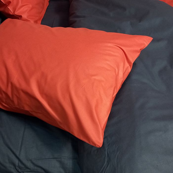 Постільна білизна ДУЕТ Теракот/Антрацит MERISET - Сімейний на резинці