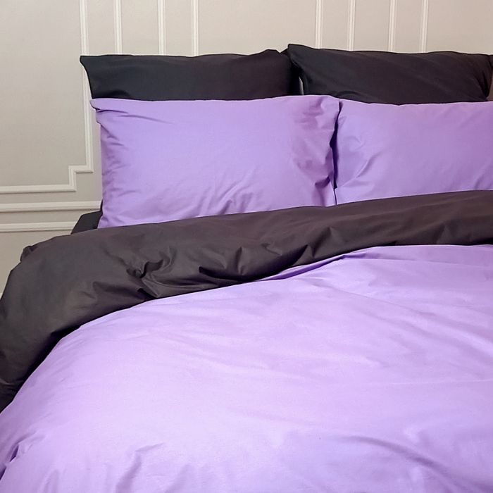 Постільна білизна ДУЕТ Лавандовий настрій/Антрацит MERISET - Сімейний на резинці