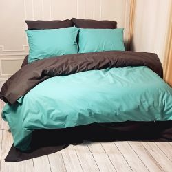 Постільна білизна ДУЕТ М'ятна лагуна/Антрацит MERISET - Сімейний на резинці