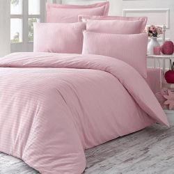 Постільна білизна LIGHT PINK Elite Сатин страйп MERISET - Сімейний на резинці