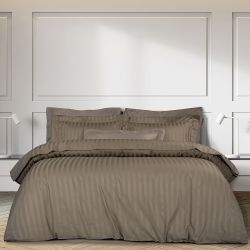 Постільна білизна KHAKI Elite Сатин страйп MERISET - Сімейний на резинці