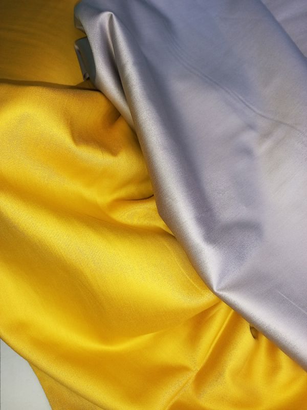 Постільна білизна ДУЕТ GOLDEN/TRUE GREY Premium Сатин однотон MERISET - Сімейний на резинці