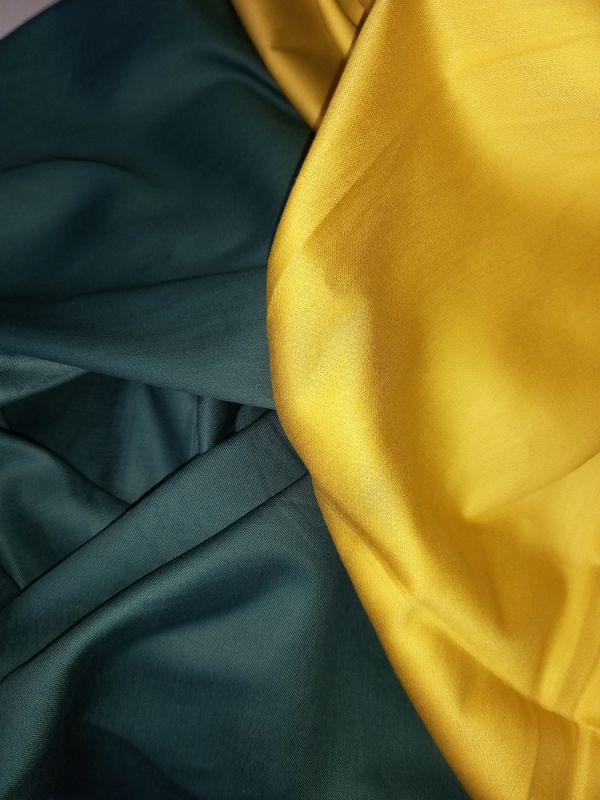 Постільна білизна ДУЕТ ROYAL GREEN/GOLDEN Premium Сатин однотон MERISET - Сімейний на резинці