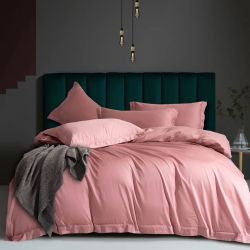 Постільна білизна PINK SUNSET Premium Сатин однотон MERISET - Сімейний на резинці