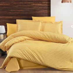 Постільна білизна Смужка жовта Ранфорс MERISET - Сімейний на резинці