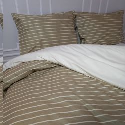 Постільна білизна Смужка оливкова Ранфорс MERISET - Сімейний на резинці