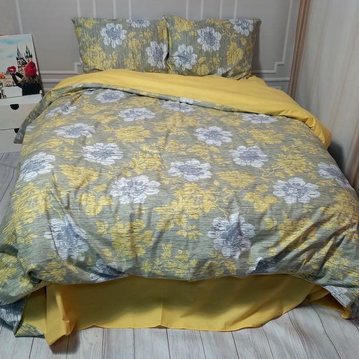 Постільна білизна Флора Ранфорс MERISET - Сімейний на резинці