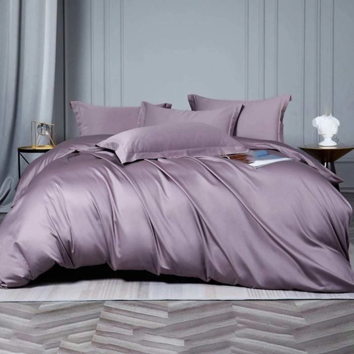 Постільна білизна LILAC FOG Premium Сатин однотон MERISET - Сімейний на резинці