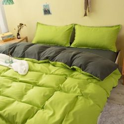 Постільна білизна ДУЕТ Фісташка/Темний хакі Ранфорс MERISET - Сімейний на резинці