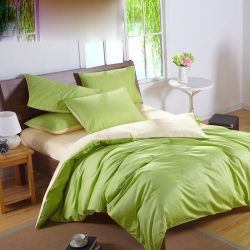 Постільна білизна ДУЕТ Фісташка/Пломбірне морозиво Ранфорс MERISET - Сімейний на резинці