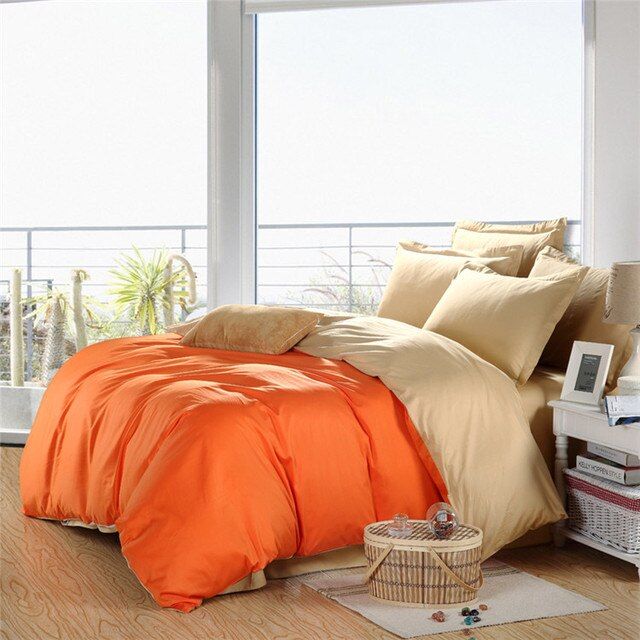 Постільна білизна ДУЕТ Помаранчевий/Крем-брюле Ранфорс MERISET - Сімейний на резинці