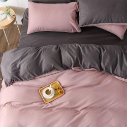 Постільна білизна ДУЕТ Пудра/Антрацит Ранфорс MERISET - Сімейний на резинці