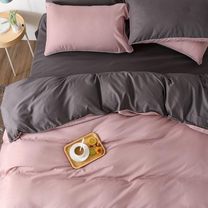 Постільна білизна ДУЕТ Пудра/Антрацит Ранфорс MERISET - Сімейний на резинці