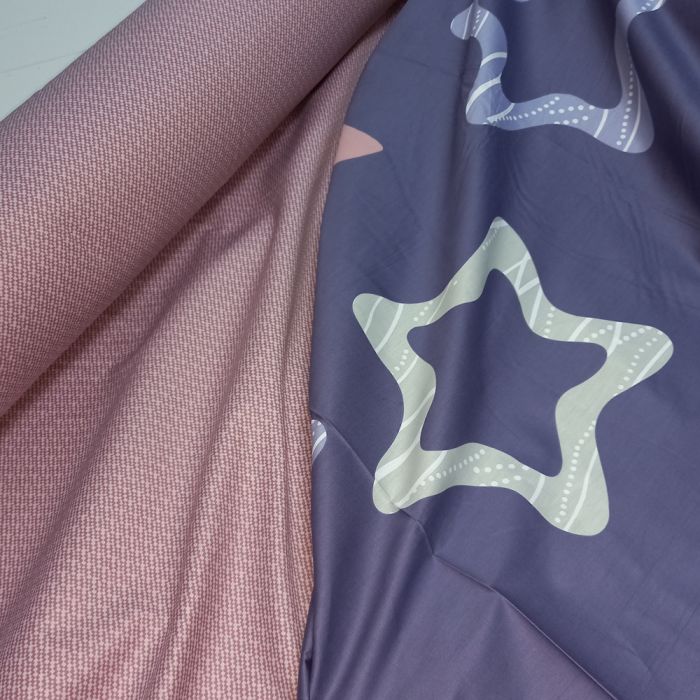 Постільна білизна Фіолетові зірки Сатин MERISET - Сімейний на резинці