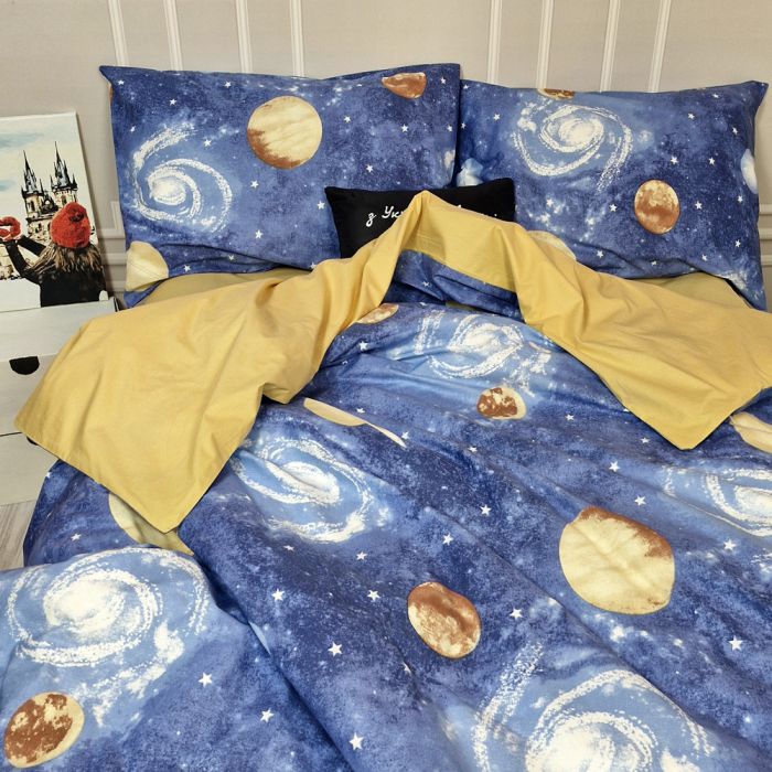 Постільна білизна Галактика Ранфорс MERISET - Сімейний на резинці