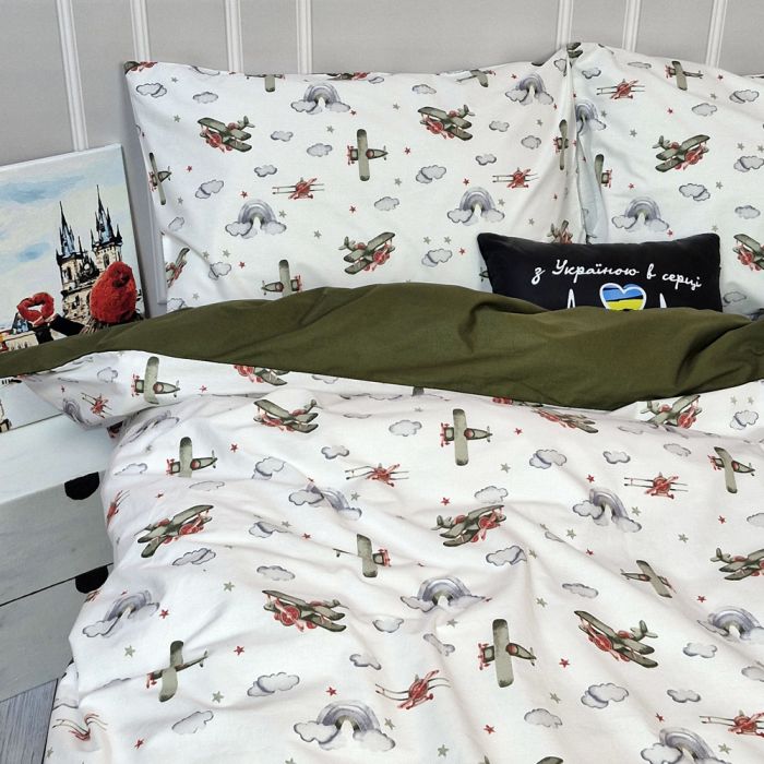 Постільна білизна Літачки Ранфорс MERISET - Сімейний на резинці