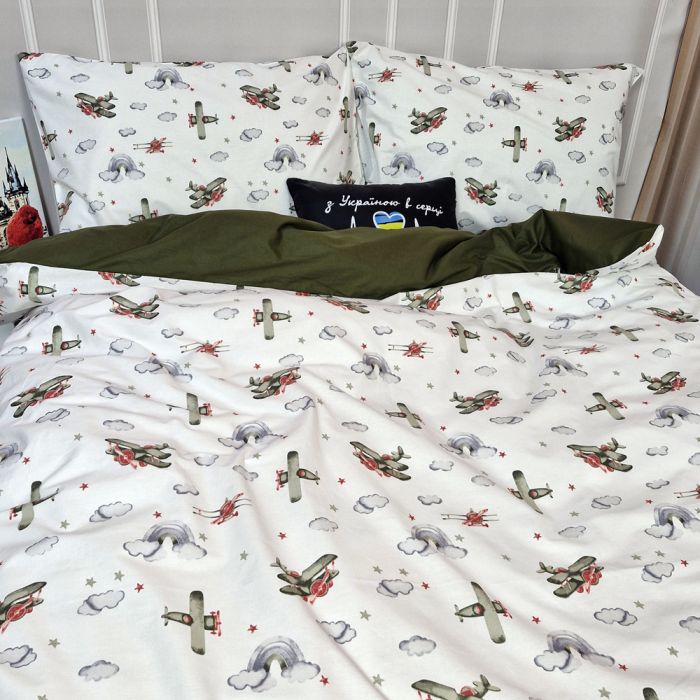 Постільна білизна Літачки Ранфорс MERISET - Сімейний на резинці