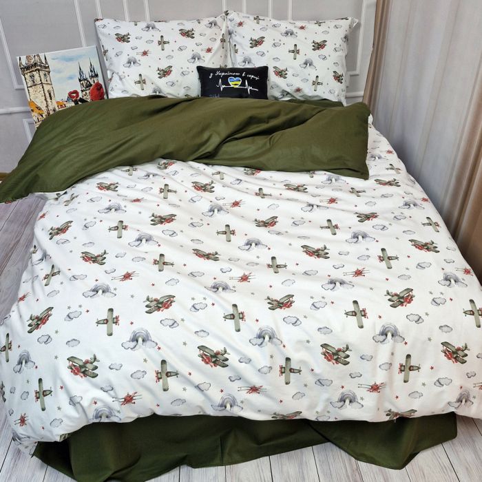 Постільна білизна Літачки Ранфорс MERISET - Сімейний на резинці