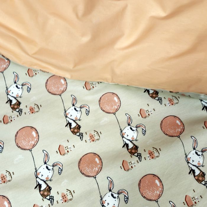 Постільна білизна Персиковий зайчик Ранфорс MERISET - Сімейний на резинці