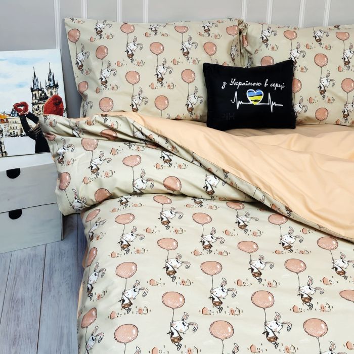 Постільна білизна Персиковий зайчик Ранфорс MERISET - Сімейний на резинці