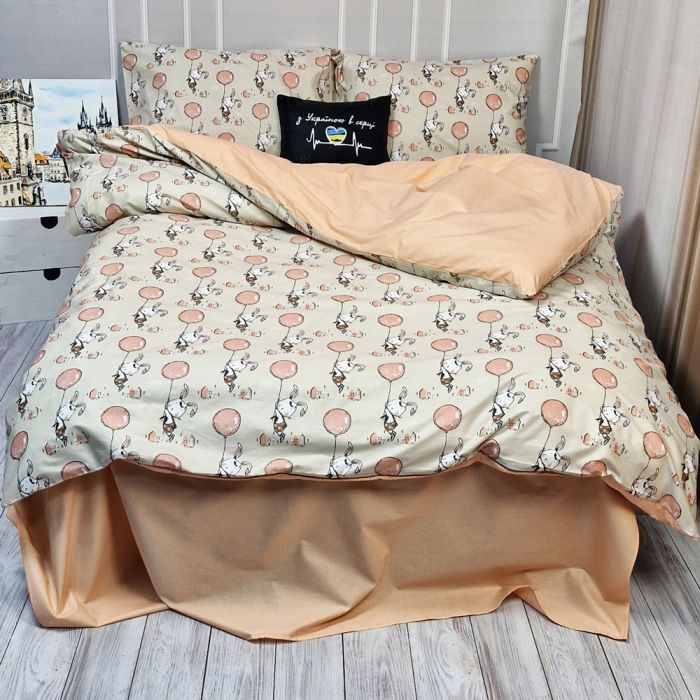 Постільна білизна Персиковий зайчик Ранфорс MERISET - Сімейний на резинці
