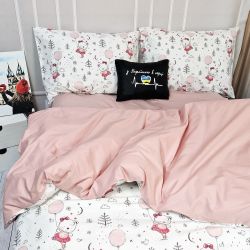Постільна білизна Пудрова кулька Ранфорс MERISET - Сімейний на резинці