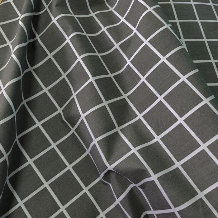 Постільна білизна Клітинка сіра Бязь Люкс MERISET - Сімейний на резинці