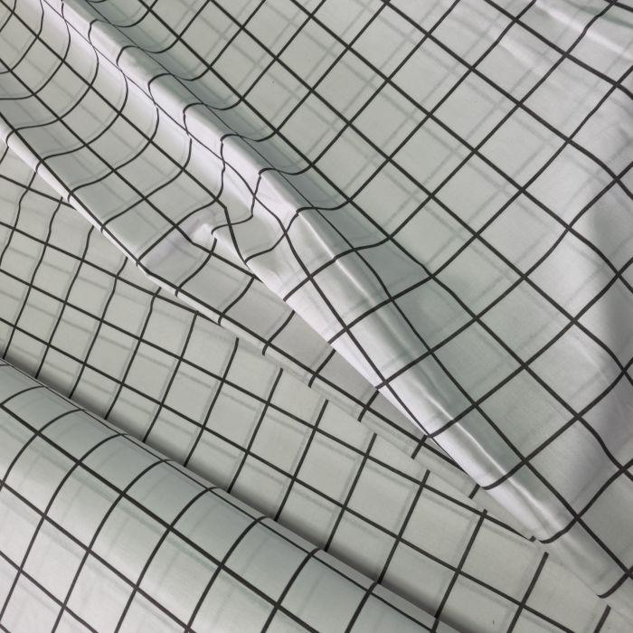 Постільна білизна Клітинка біла Бязь Люкс MERISET - Сімейний на резинці