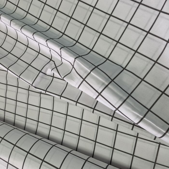 Постільна білизна Клітинка біла Бязь Люкс MERISET - Сімейний на резинці