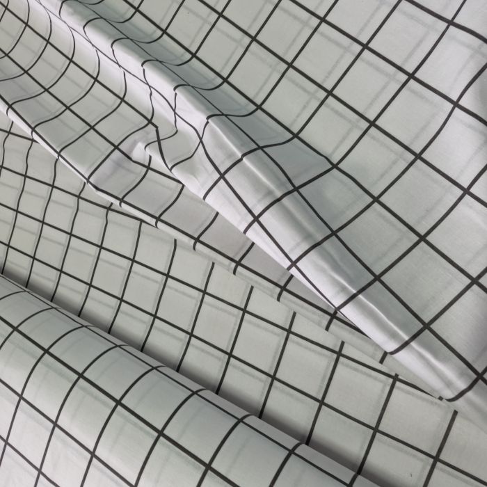 Постільна білизна Клітинка біла Бязь Люкс MERISET - Сімейний на резинці