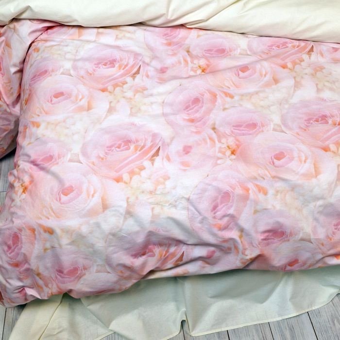 Постільна білизна Трояндовий настрій Ранфорс MERISET - Сімейний на резинці